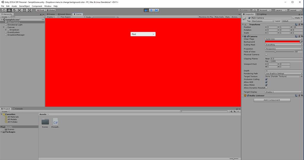 C# Using Dropdown Menu To Change Background Color With Switch Statement